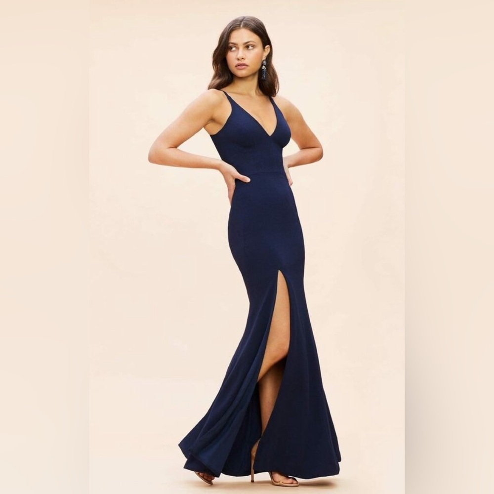 EUC Dress the Population "Iris" Midnight Blue Gown Size XS